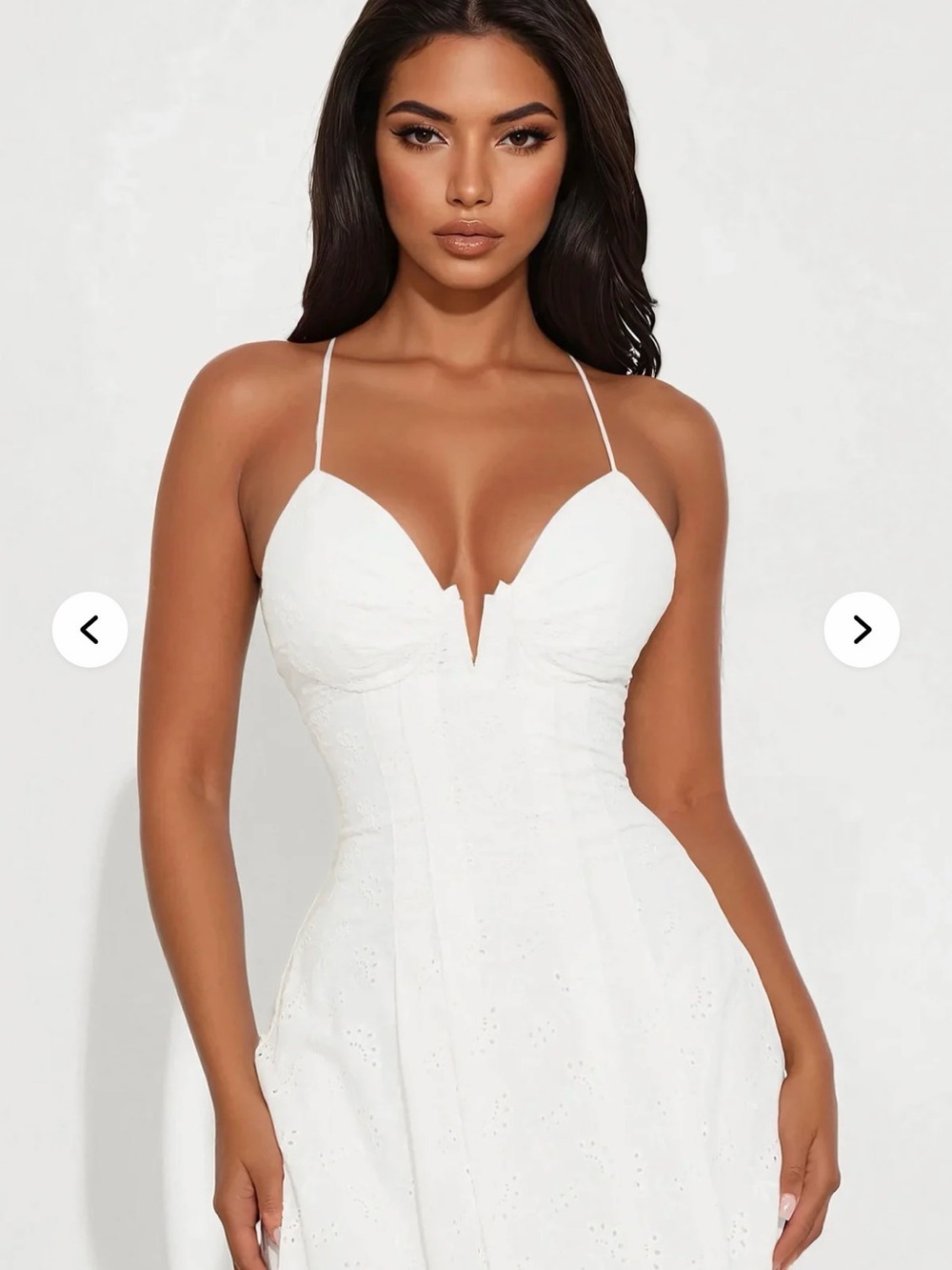 Fashion Nova White Eyelet Spaghetti Strap Maxi Dress - Picture 3 of 3